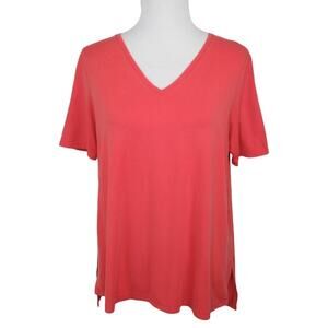 EILEEN FISHER V-Neck Short Tee Stretch Jersey Knit Tencel Shirt Women’s Small